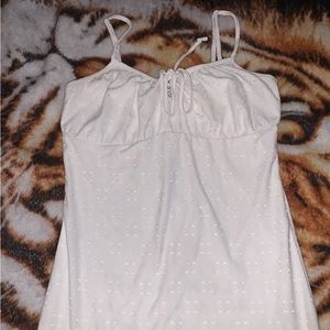 White Mesh Spaghetti Strap Short Dress